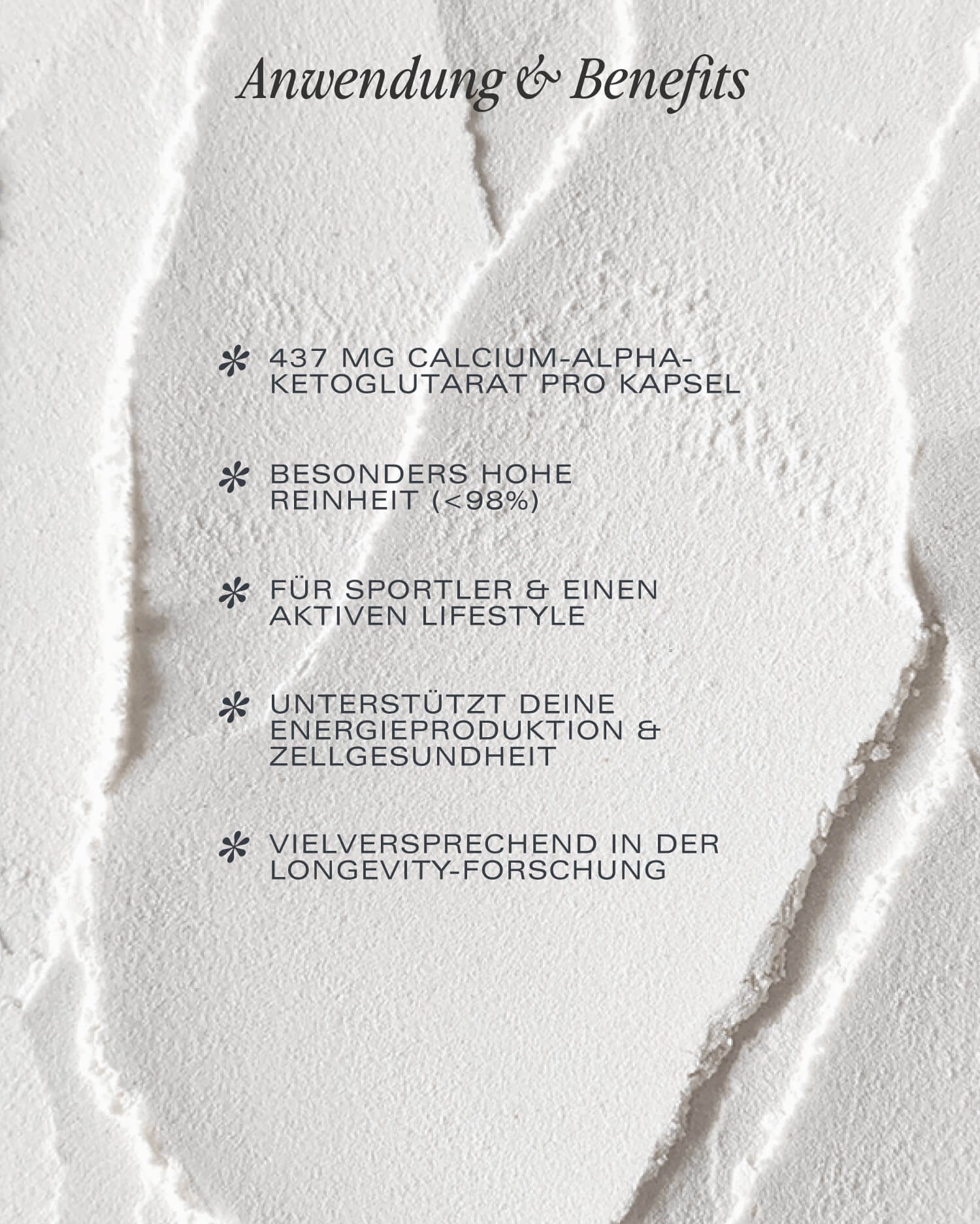 Anwendung Benefits Vorteile vom NEOaging Calcium Alpha-Ketoglutarat Superior