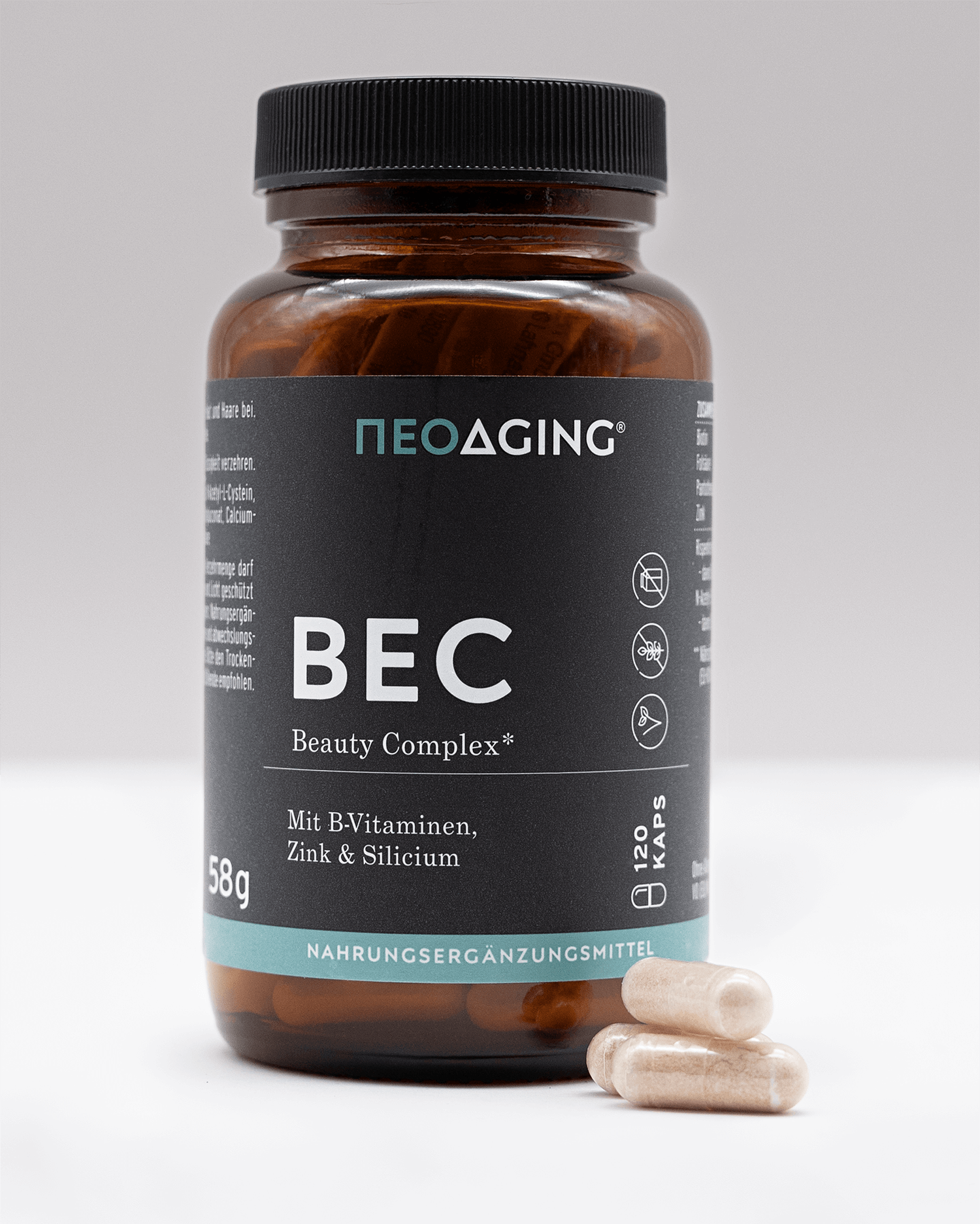 Beauty Complex mit B-Vitaminen, Zink und Silicium von NEOaging Longevity Supplements Produkt von vorne