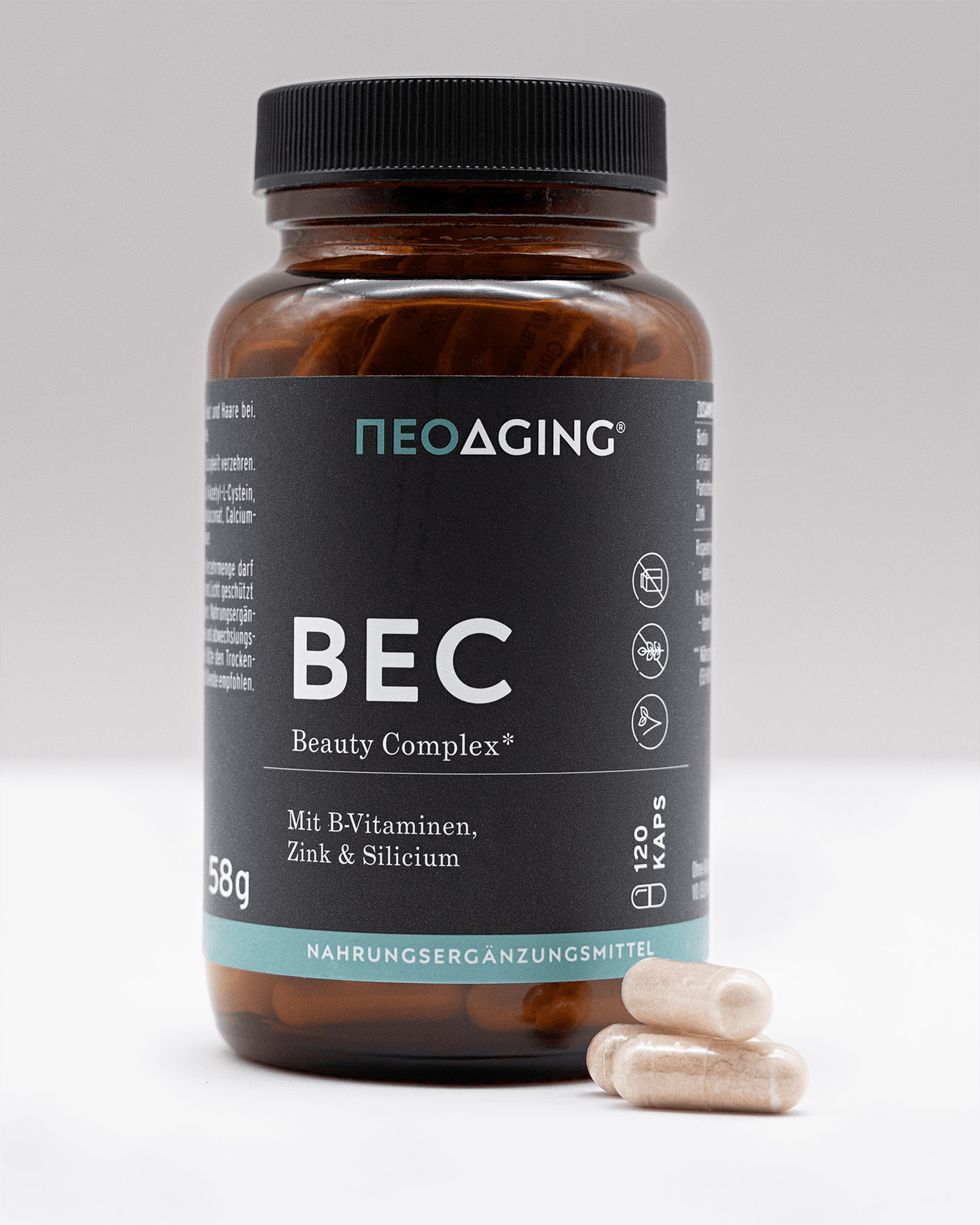 Beauty Complex mit B-Vitaminen, Zink und Silicium von NEOaging Longevity Supplements Produkt von vorne