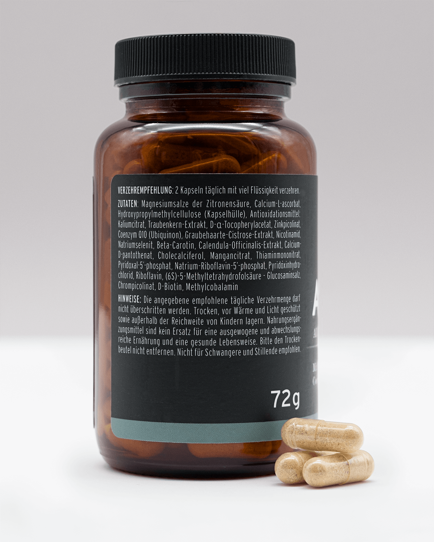 All in One Complex mit Vitaminen, Coenzym Q10 und OPC von NEOaging Longevity Supplements Produkt Zutatenliste