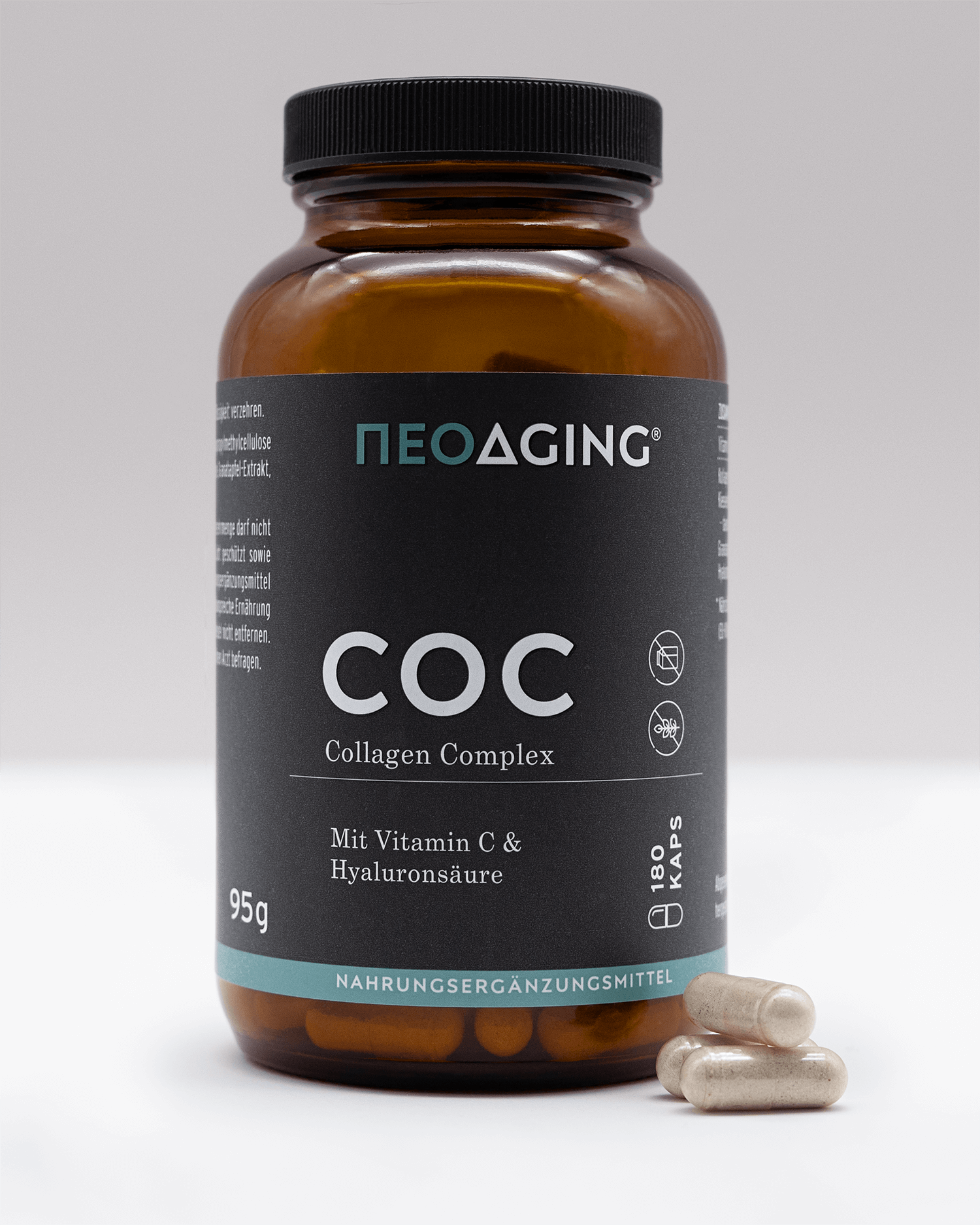 Collagen Complex mit Vitamin C und Hyaloronsäure von NEOaging Longevity Supplements Produkt von vorne