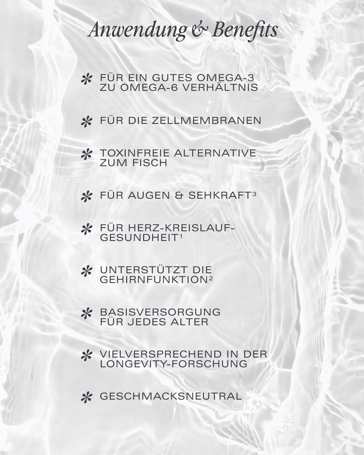 Anwendung Benefits Omega 3 Öle Aufzählung