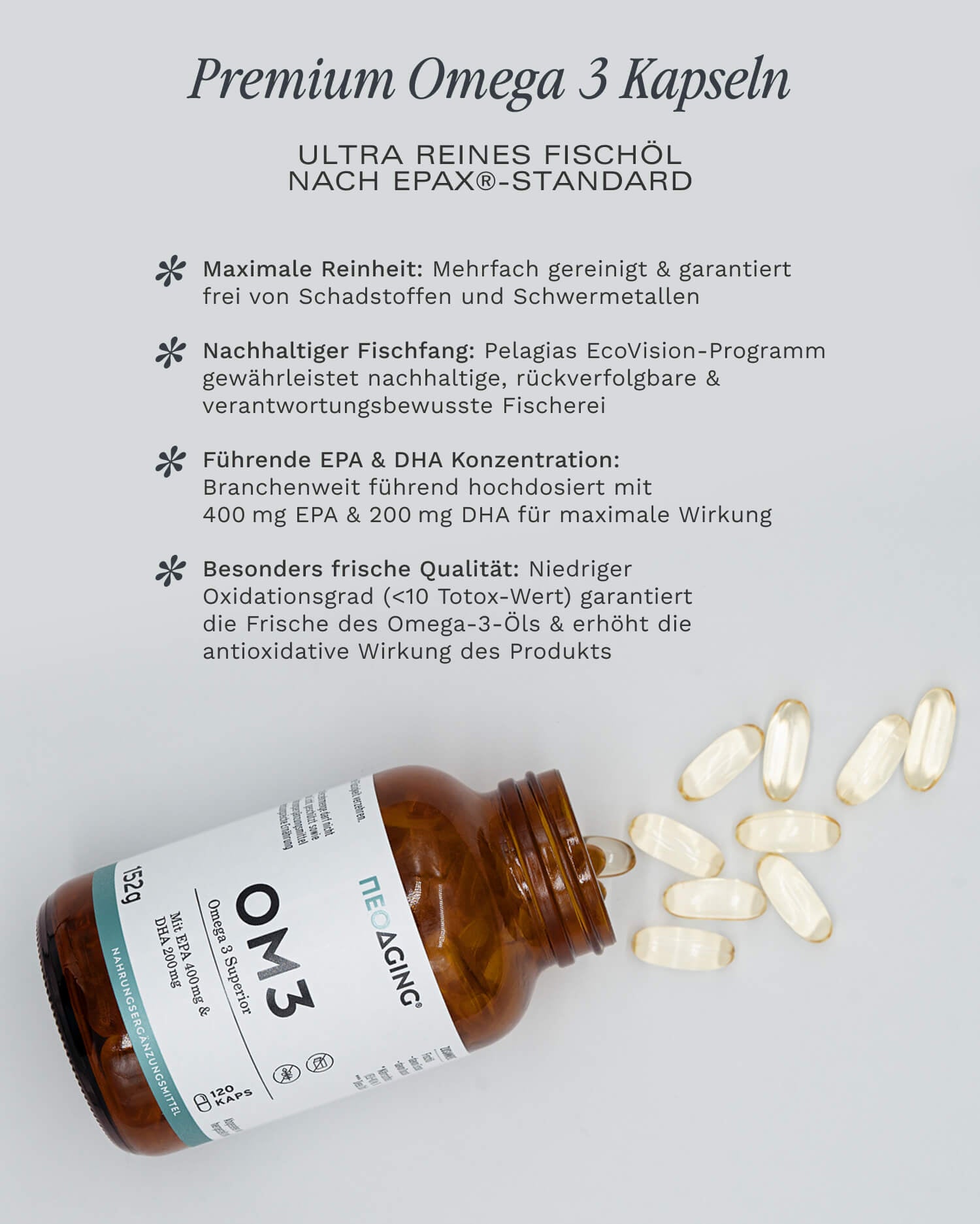 Vorteile der Premium Omega 3 Kapseln nach Epax Standard von NEOaging