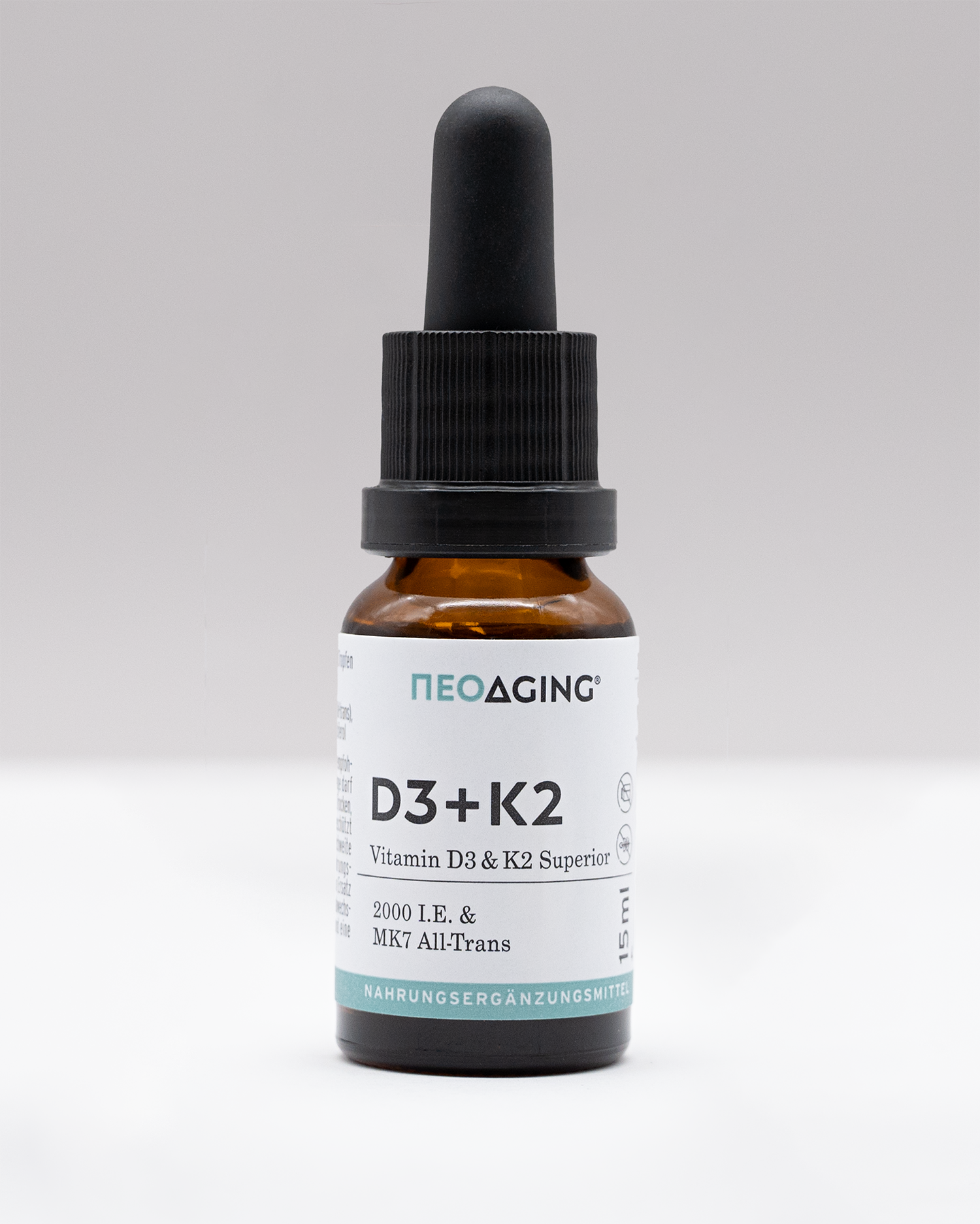Vitamin D3 2000 IE und K2 MK7 All-Trans Superior Öl NEOaging Longevity Supplements Produkt vorne