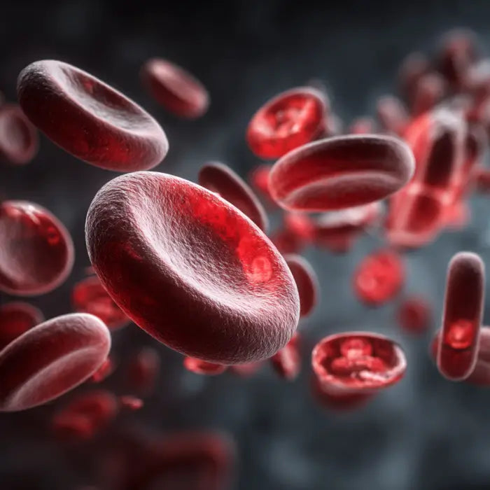 Blutkoerperchen schweben mit grauem Hintergrund NEOaging