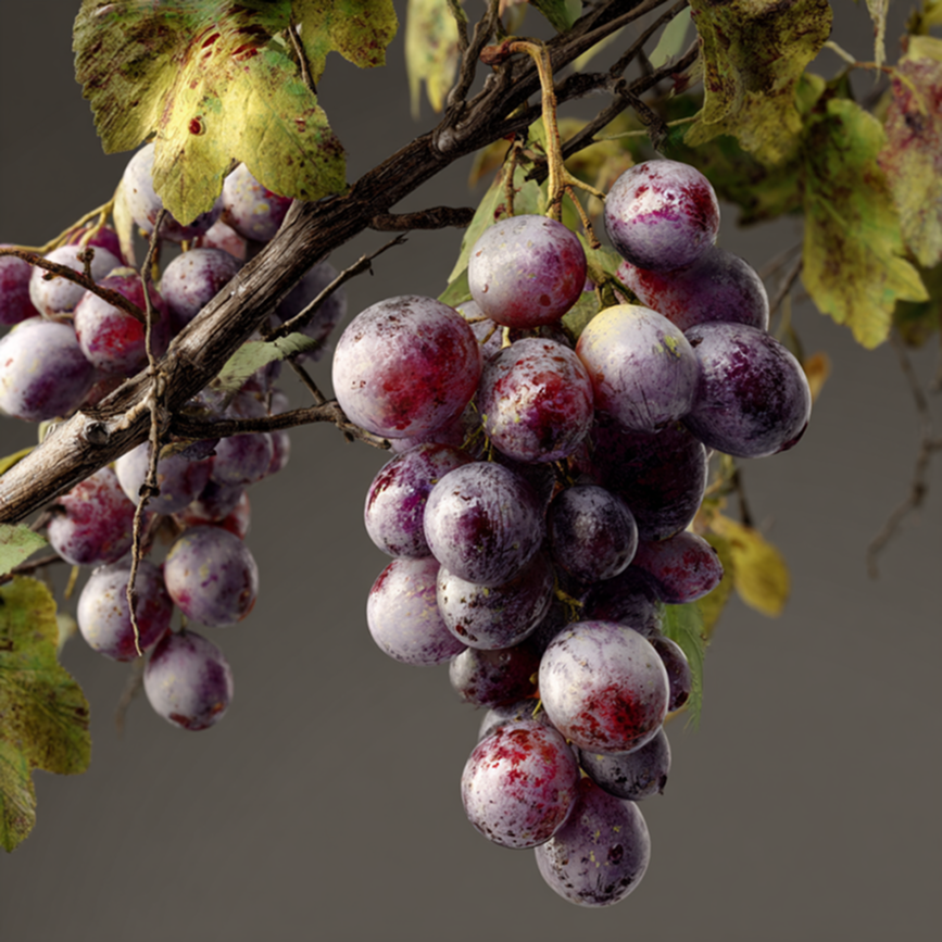 Lila Trauben am Ast haengend, oligomere Proanthocyanidine